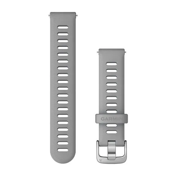 Bracelet Quick Release (18 mm) Gris poudré avec boîtier argent pour  Garmin Forerunner 255S et 255S Music 