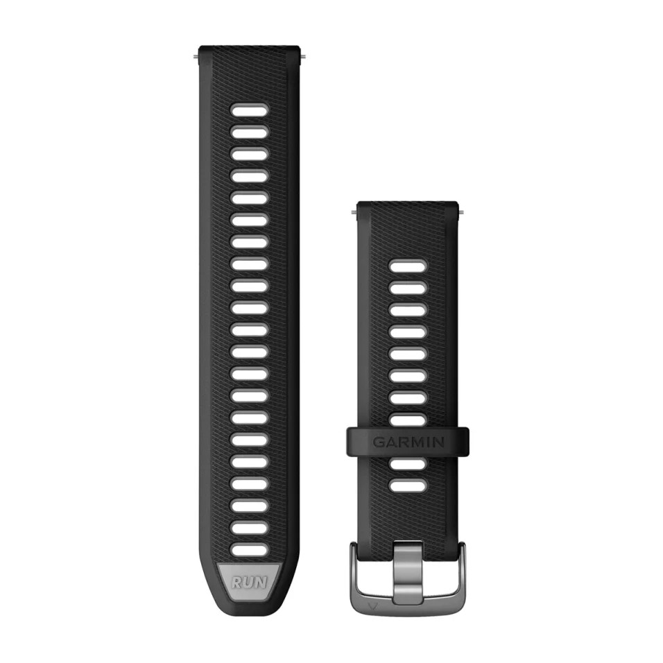 Bracelets Quick Release (22 mm) Noir/Gris avec boucle Grey pour  Garmin Forerunner 265 / 265S 