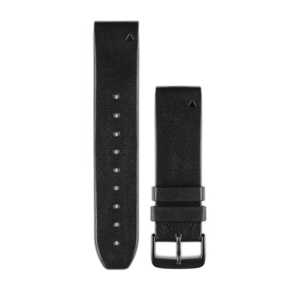  Bracelet QuickFit - 22mm Cuir noir perforé  pour  Garmin Forerunner 945 LTE 