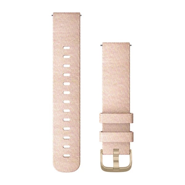 Bracelet de montre (20mm) Bracelet en nylon tressé rose pâle avec fermoir or pâle pour  Garmin Venu Sq 