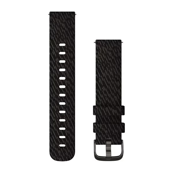 Bracelet de montre (20mm) Bracelet en nylon tressé noir avec fermoir ardoise pour  Garmin Forerunner 55 