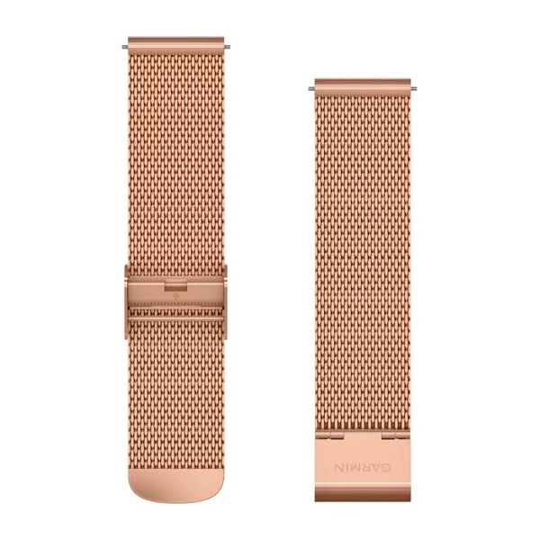 Bracelet (20mm) à mailles milanaises or rose avec fermoir or rose 18K à revêtement PVD pour  Garmin Forerunner 55 