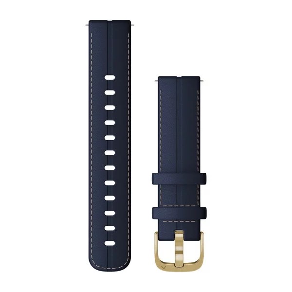 Bracelet à dégagement rapide (18 mm) Cuir bleu avec boucle or pâle