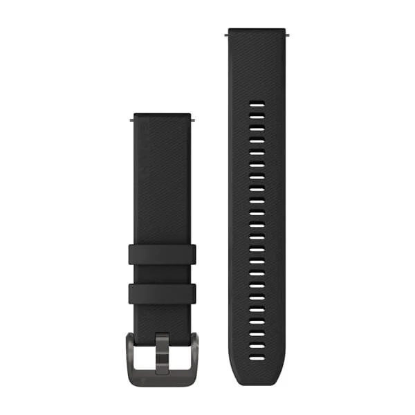 Bracelet à dégagement rapide (20 mm) Noir avec boucle grise pour  Garmin Forerunner 55 