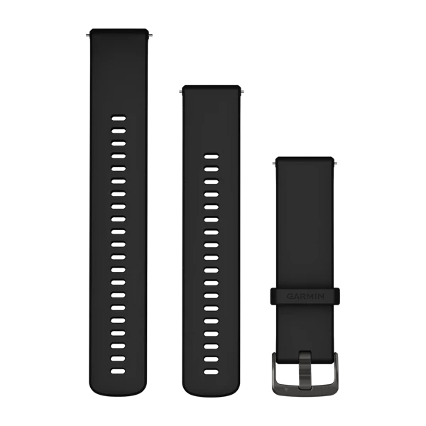 Bracelets à dégagement rapide (22 mm), Noir avec boucle Gray pour  $Garmin Forerunner 255 et 255 Music 