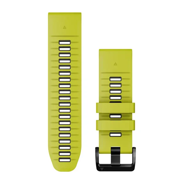 Bracelet de montre QuickFit 26 pour  Garmin Instinct 2X Solar  - Silicone Jaune / Graphite