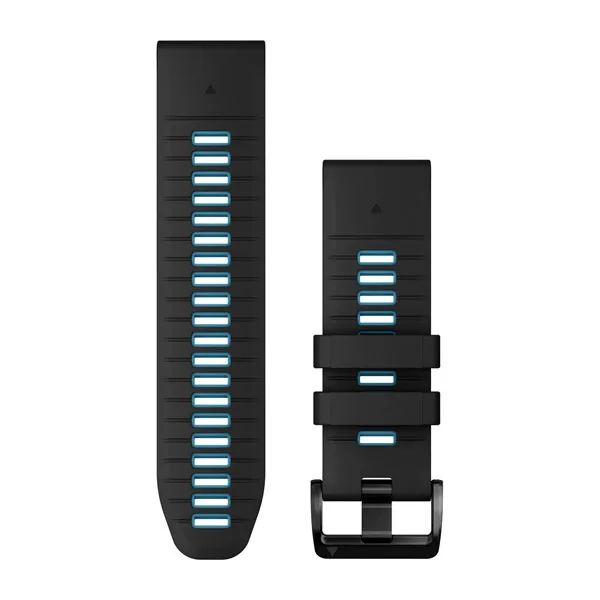 Bracelet de montre QuickFit 26 pour  Garmin Instinct 2X Solar  - Silicone Noir / Bleu Cirrus