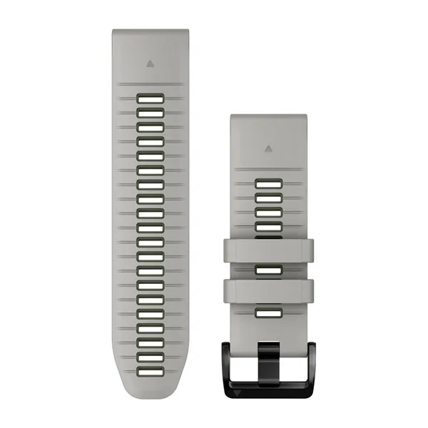 Bracelet de montre QuickFit 26 pour  Garmin Instinct 2X Solar  - Silicone Gris clair / Vert Moss