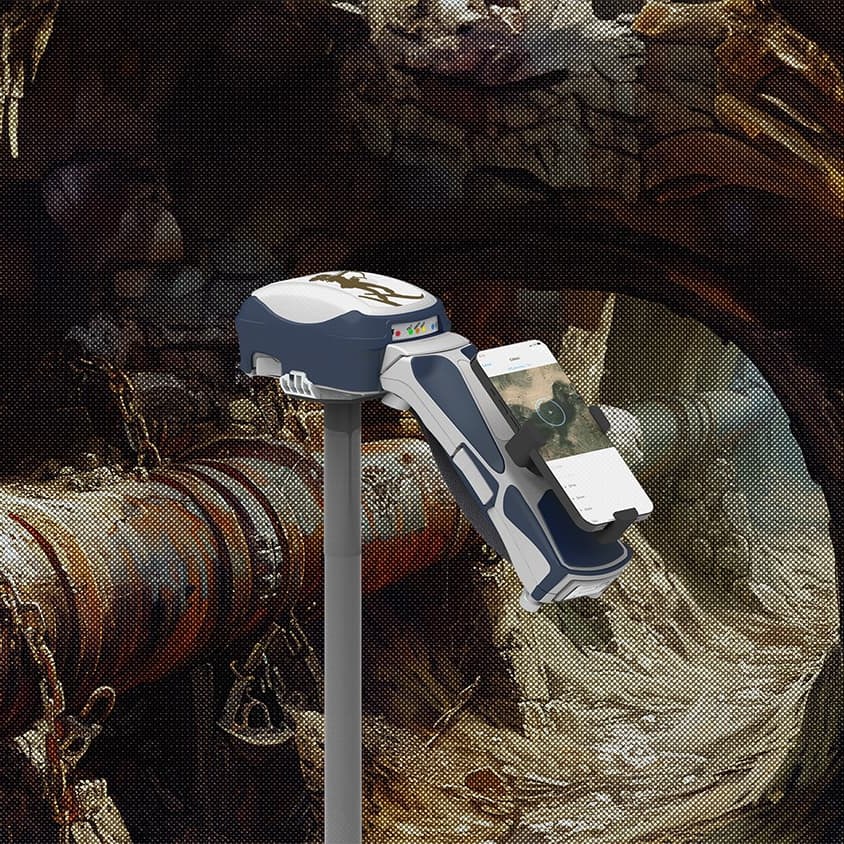 EOS Skadi Gold - Récepteur sur canne d'arpentage avec Skadi Smart Handle pour la cartographie d'infrastructures