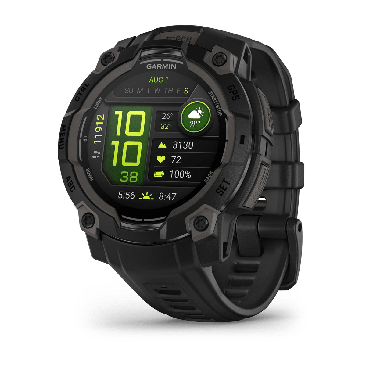Montre Garmin Instinct 3 – 45 mm, AMOLED Noire - face