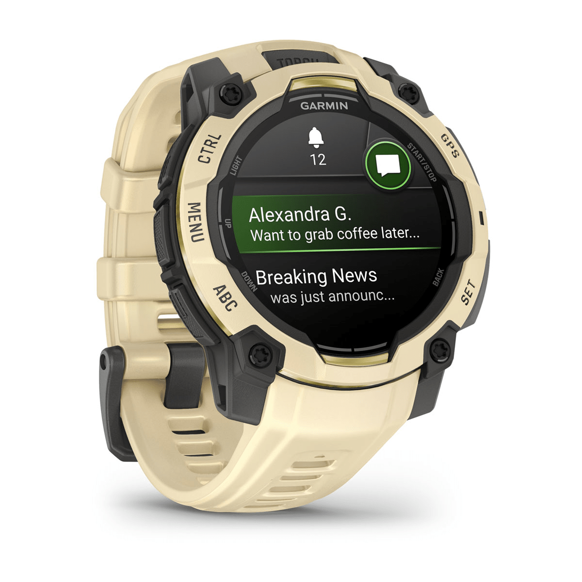 Montre Garmin Instinct 3 – 45 mm, AMOLED Sable - profil