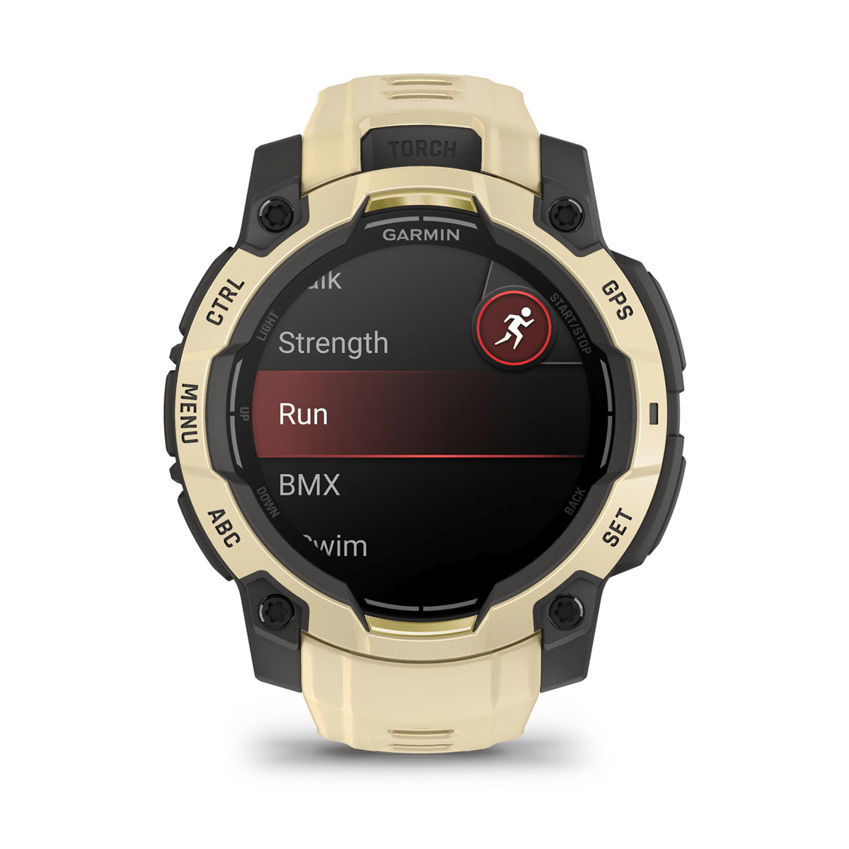 Montre Garmin Instinct 3 – 45 mm, AMOLED Sable - profil droit