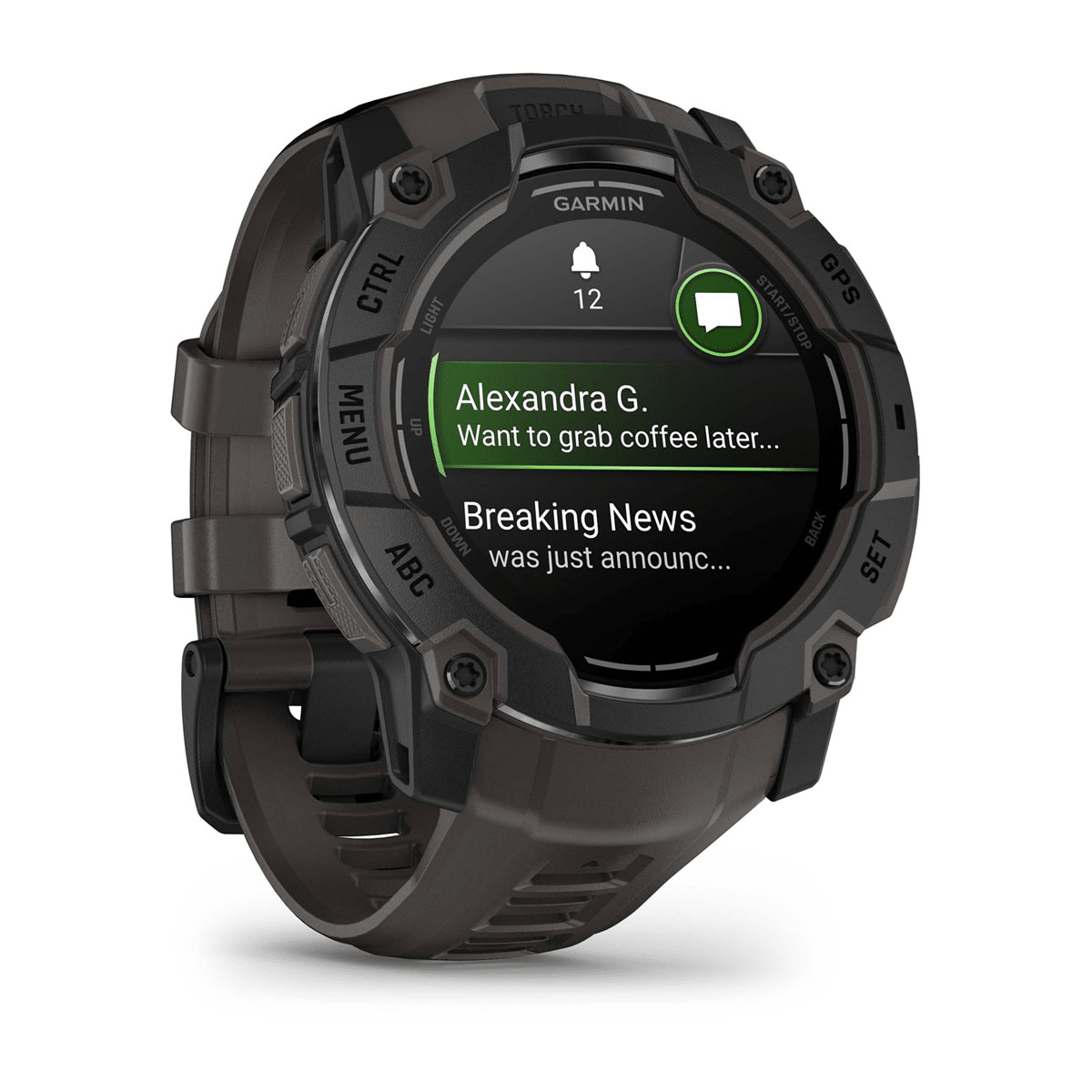 Montre Garmin Instinct 3 – 50 mm, AMOLED Gris charbon - profil