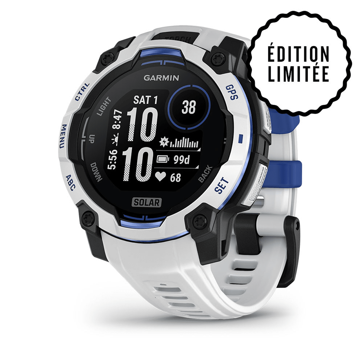 Montre Garmin Instinct 3 Solar 45mm Blanche - face