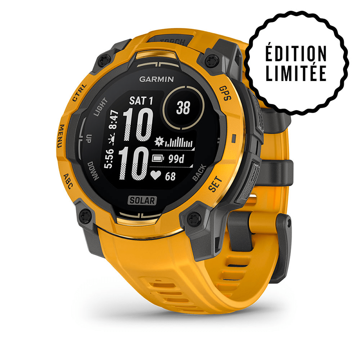 Montre Garmin Instinct 3 Solar 45mm Jaune or - face