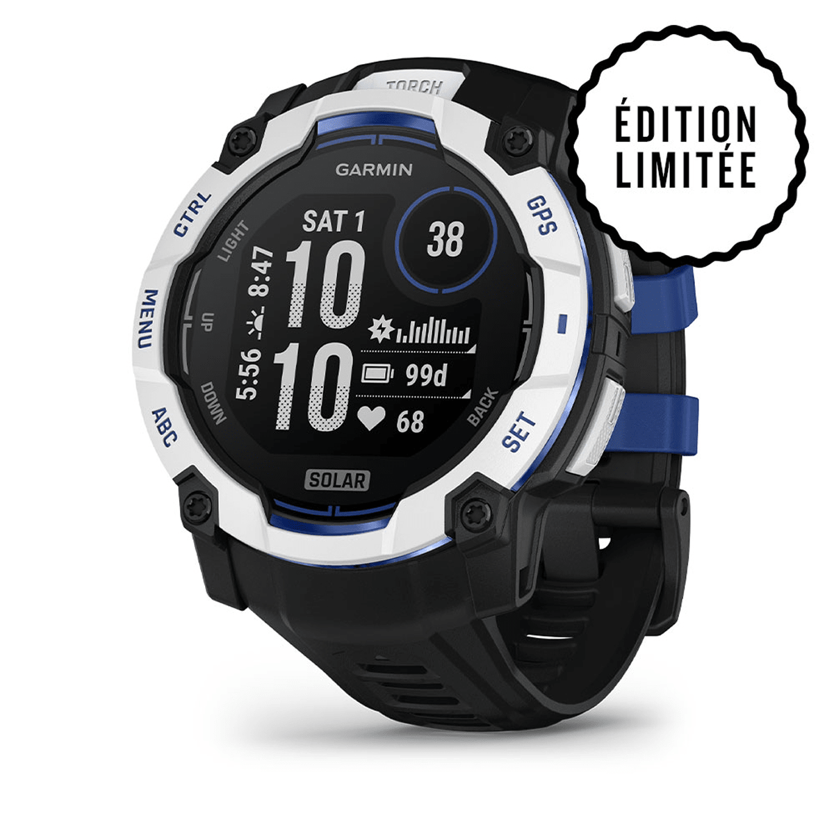 Montre Garmin Instinct 3 Solar 50mm Blanche - face