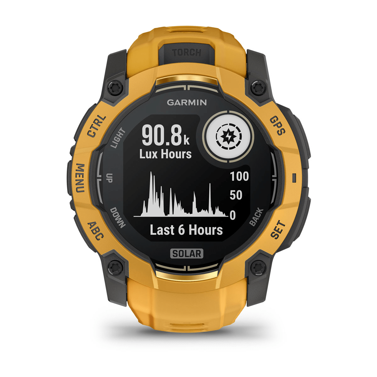 Montre Garmin Instinct 3 Solar 50mm Jaune or - profil droit