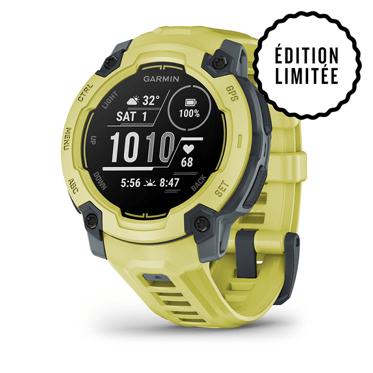 Montre Garmin Instinct E 45mm Citron vert - face